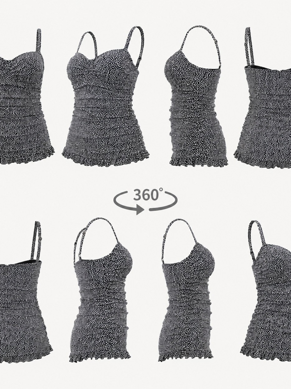 Black & White Printed Ruched Cami Tank Top